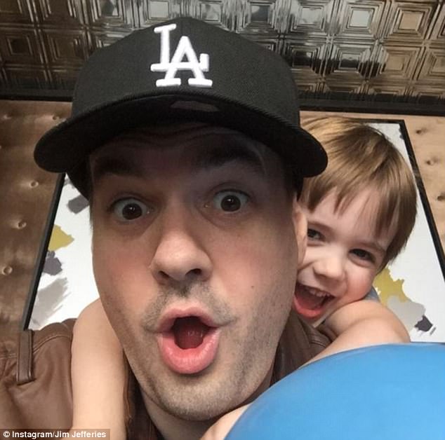 Jim Jefferies with his son Hank Jefferies