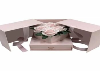 Pink LCD Video Gift Box with Pink Roses